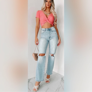 EASTON HIGH RISE CELLO DISTRESSED DAD JEANS (LIGHT‎ DENIM)
